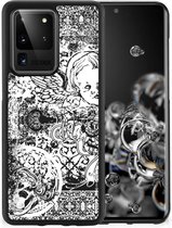 Silicone Back Case Geschikt voor Samsung Galaxy S20 Ultra Telefoon Hoesje met Zwarte rand Skulls Angel