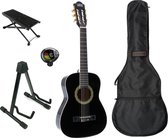 LaPaz 002 BK klassieke gitaar 1/2-formaat zwart + accessoires