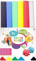Crepe papier pakket | 50 x 250 cm | 6 x | 6 verschillende kleuren | knutselen voor kinderen