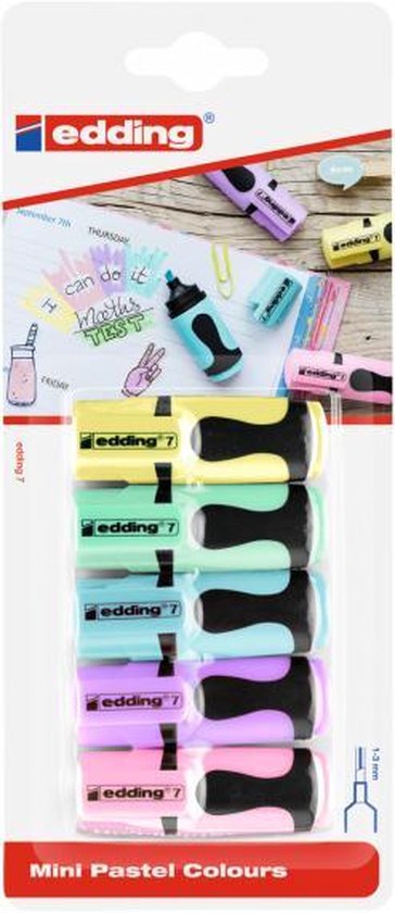 Edding 7 - mini pastel colours - blister met 5 pocket markeerstiften -  markers in... | bol.com