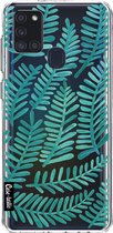 Casetastic Samsung Galaxy A21s (2020) Hoesje - Softcover Hoesje met Design - Turquoise Fronds Print