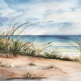 Olieverfschilderij canvas - schilderij strand - handgeschilderd - 100x100 - woonkamer slaapkamer