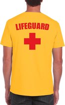 Lifeguard / strandwacht verkleed t-shirt / shirt geel voor heren - Bedrukking aan de achterkant / Reddingsbrigade shirt / Verkleedkleding / carnaval / outfit L