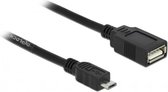 Delock - USB 2.0 Micro kabel - OTG Adapter - Zwart - 0.5 meter