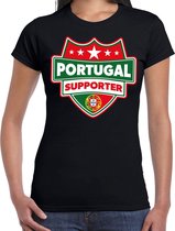 Portugal supporter schild t-shirt zwart voor dames - Portugal landen t-shirt / kleding - EK / WK / Olympische spelen outfit XL