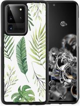 Telefoonhoesje Geschikt voor Samsung Galaxy S20 Ultra Back Case Siliconen Hoesje met Zwarte rand Bladeren