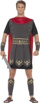 Costume de gladiateur romain noir avec poignets de cape attachés à la tunique et poignets de jambe