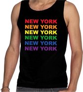 Regenboog New York gay pride / parade zwarte tanktop voor heren - LHBT evenement tanktops kleding 2XL