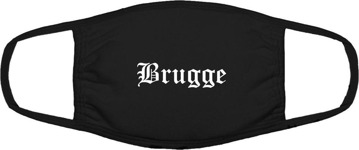 Brugge mondkapje | gezichtsmasker | bescherming | bedrukt | logo | Zwart mondmasker van katoen, uitwasbaar & herbruikbaar. Geschikt voor OV