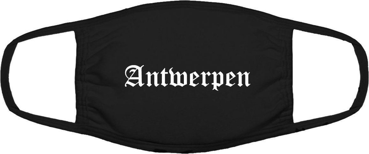 Antwerpen mondkapje | gezichtsmasker | bescherming | bedrukt | logo | Zwart mondmasker van katoen, uitwasbaar & herbruikbaar. Geschikt voor OV