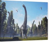 Dinosaurus groep langnekken (Alamosaurus) - Foto op Canvas - 100 x 75 cm