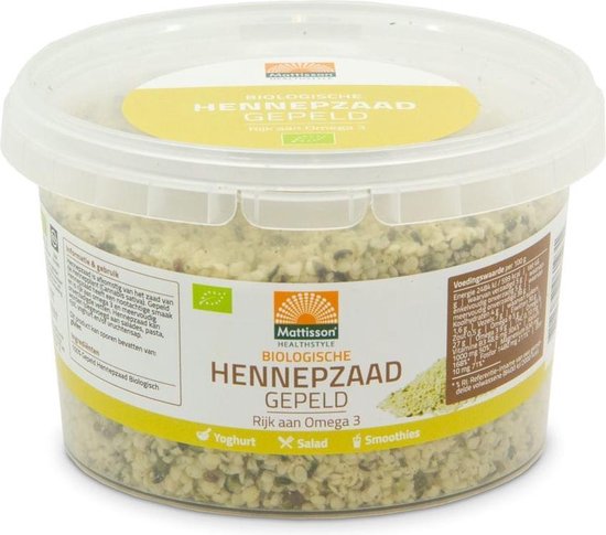 Mattisson - Biologisch Hennepzaad Gepeld - Hennepzaad bevat Omega 3, Eiwitten & Vezels - 250 gram