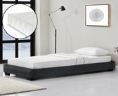 Cadre de lit moderne simili cuir avec matelas 90x200 noir