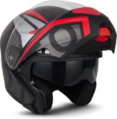 MOTO F20 Runner Red systeemhelm Flip-Up scooterhelm, motorhelm, XS, hoofdomtrek 53-54cm