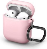 Let op type!! Split dikke silicone oortelefoon beschermhoes voor Apple AirPods  met haak (roze)