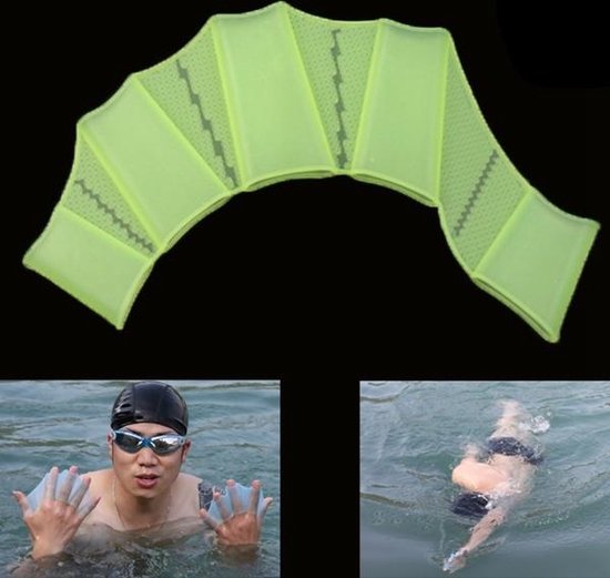 Gants d'entraînement de palmes de main de palmes de natation en silicone S  (vert)