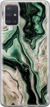 Samsung A71 hoesje siliconen - Groen marmer / Marble | Samsung Galaxy A71 case | groen | TPU backcover transparant