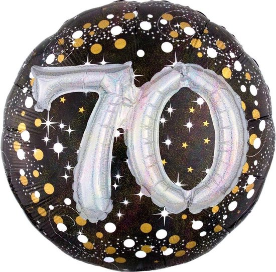 Amscan Folieballon Happy Birthday 70 Jaar 91 Cm Helium Zwart