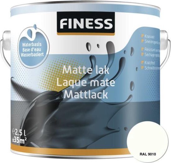 Praten Taiko buik Stuiteren Finess Mat Lak - Waterbasis - Gebroken Wit - 2.5L | bol.com