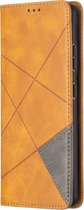 Samsung Galaxy S21 Ultra Hoesje - Mobigear - Rhombus Slim Serie - Kunstlederen Bookcase - Cognac - Hoesje Geschikt Voor Samsung Galaxy S21 Ultra