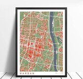 Classic Map Poster Warsaw - 50x70cm Canvas - Multi-color