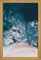 JUNIQE - Poster met houten lijst I Love The Sea -20x30 /Turkoois