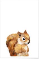 JUNIQE - Poster Eekhoorntje illustratie -30x45 /Oranje & Wit
