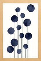 JUNIQE - Poster in houten lijst Waterflowers -40x60 /Blauw & Wit