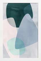 JUNIQE - Poster met houten lijst Graphic 150 C -13x18 /Blauw & Grijs