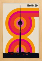 JUNIQE - Poster in houten lijst Vintage Berlijn 69 -20x30 /Kleurrijk
