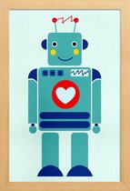 JUNIQE - Poster in houten lijst Robot with a Heart -60x90 /Kleurrijk