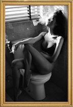 JUNIQE - Poster in houten lijst Five Minutes -20x30 /Wit & Zwart