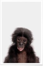 JUNIQE - Poster Bonobo -20x30 /Bruin & Zwart