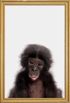 JUNIQE - Poster met houten lijst Bonobo -30x45 /Bruin & Zwart