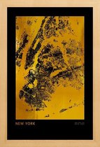 JUNIQE - Poster met houten lijst New York gouden -20x30 /Goud & Zwart