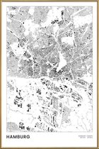 JUNIQE - Poster met kunststof lijst Hamburg kaart -13x18 /Wit & Zwart
