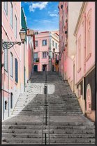 JUNIQE - Poster met kunststof lijst Pink Stairway -13x18 /Roze