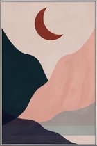 JUNIQE - Poster met kunststof lijst Hillscape -30x45 /Grijs & Rood