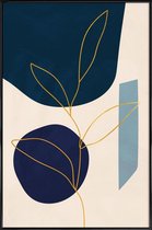 JUNIQE - Poster met kunststof lijst Grow gouden -30x45 /Blauw & Goud