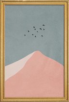 JUNIQE - Poster met houten lijst Peak -20x30 /Roze & Turkoois