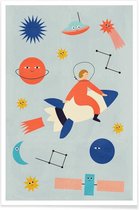 JUNIQE - Poster Friends in Space -60x90 /Kleurrijk