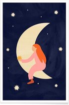 JUNIQE - Poster Lullaby Moon -13x18 /Ivoor & Zwart