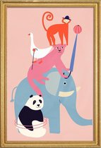 JUNIQE - Poster met houten lijst Animal Pyramid -20x30 /Kleurrijk