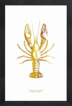 JUNIQE - Poster met houten lijst American Lobster gouden -13x18 /Goud