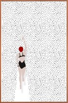 JUNIQE - Poster met kunststof lijst Punktschwimmer -40x60 /Blauw &