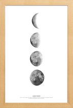 JUNIQE - Poster in houten lijst Fasen van de maan -60x90 /Wit & Zwart