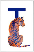 JUNIQE - Poster met kunststof lijst T Tiger -30x45 /Blauw & Oranje