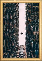 JUNIQE - Poster met houten lijst Vliegtuig foto -40x60 /Bruin