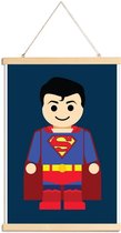 JUNIQE - Posterhanger Superman Toy -40x60 /Blauw & Rood