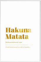 JUNIQE - Poster met kunststof lijst Hakuna Matata gouden -30x45 /Goud